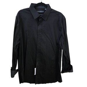 Nick Graham NWT Black Contrast Cuff Stretch Modern Fit Dress Shirt Size XL